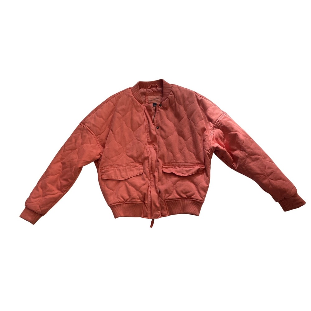 Coral Pink Quilted Bomber Jacket Zip Front size S by Universal Thread